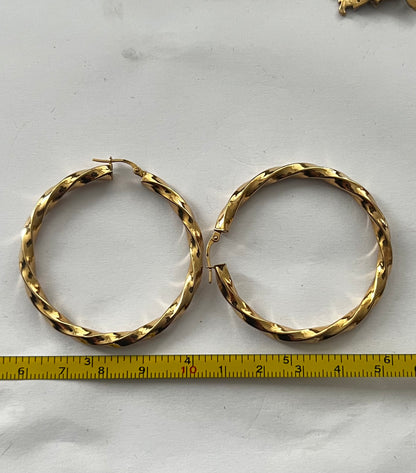 Italian 9ct Twisted Hoops - 3.56 Grams