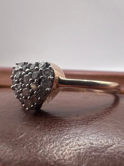 Quality 9ct Rose Gold 0.25ct Diamond Heart Ring - P½