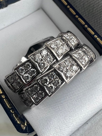 BVLGARI Serpenti Diamond Ring in 18K White Gold - R / US 8