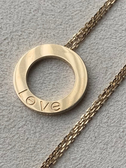 Cartier 18ct Yellow Gold Pavé Diamond Love Pendant - 17”