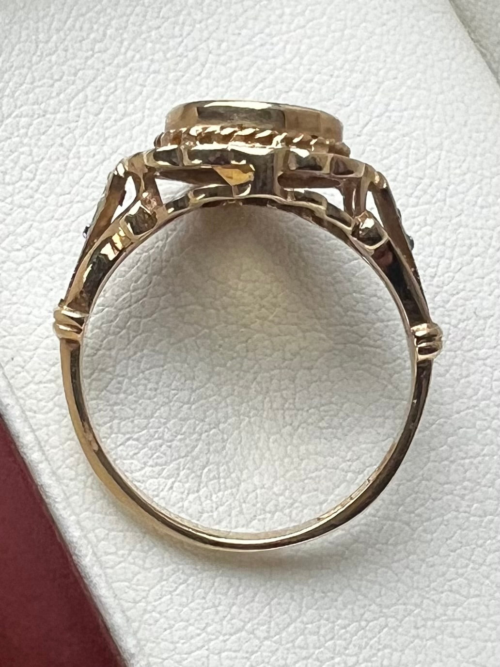 Vintage 9ct Yellow Gold Citrine & Diamond Ring - M½