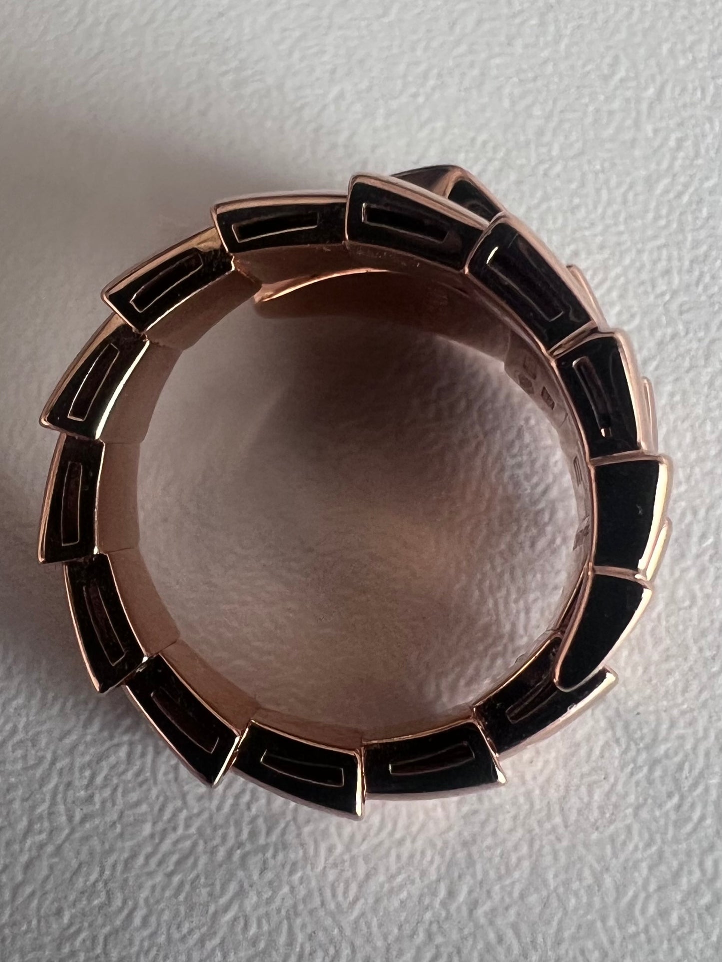 Bvlgari 18k Rose Gold Diamond Set Serpenti Viper Ring - M/6