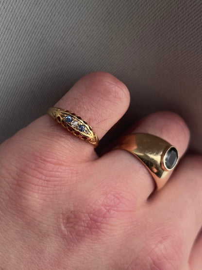 Antique 18ct Yellow Gold Sapphire & Diamond Ring - P½