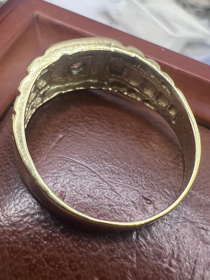 Quality 9ct Yellow Gold Cz Set Rolex Style Ring - S