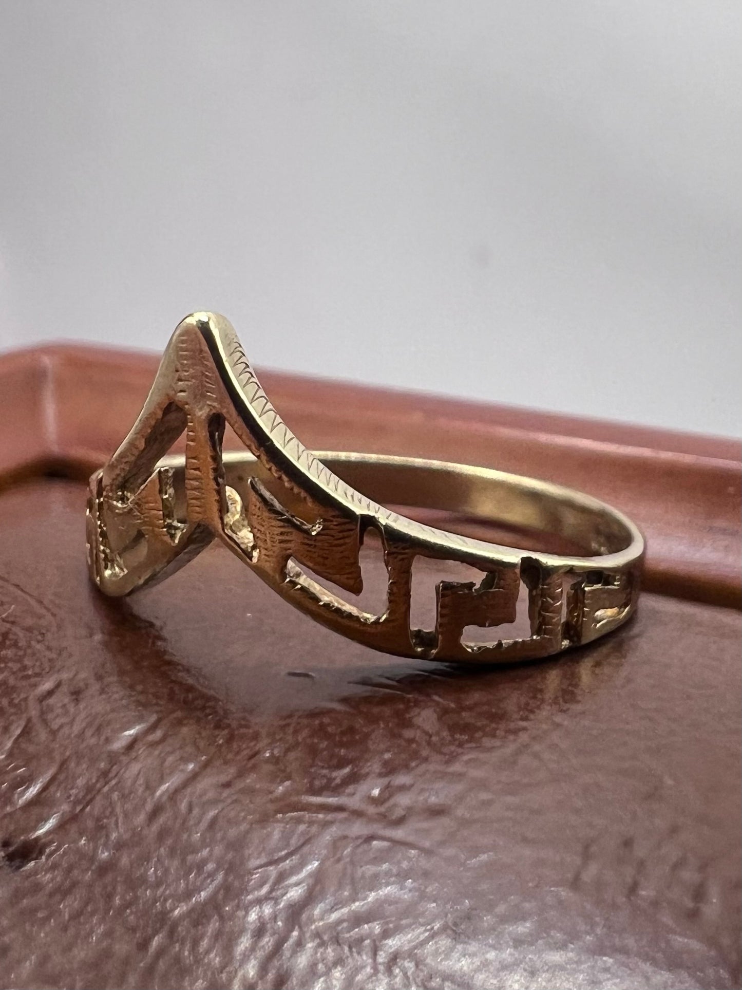 Quality 9ct Yellow Gold Greek Style Wishbone Ring - P