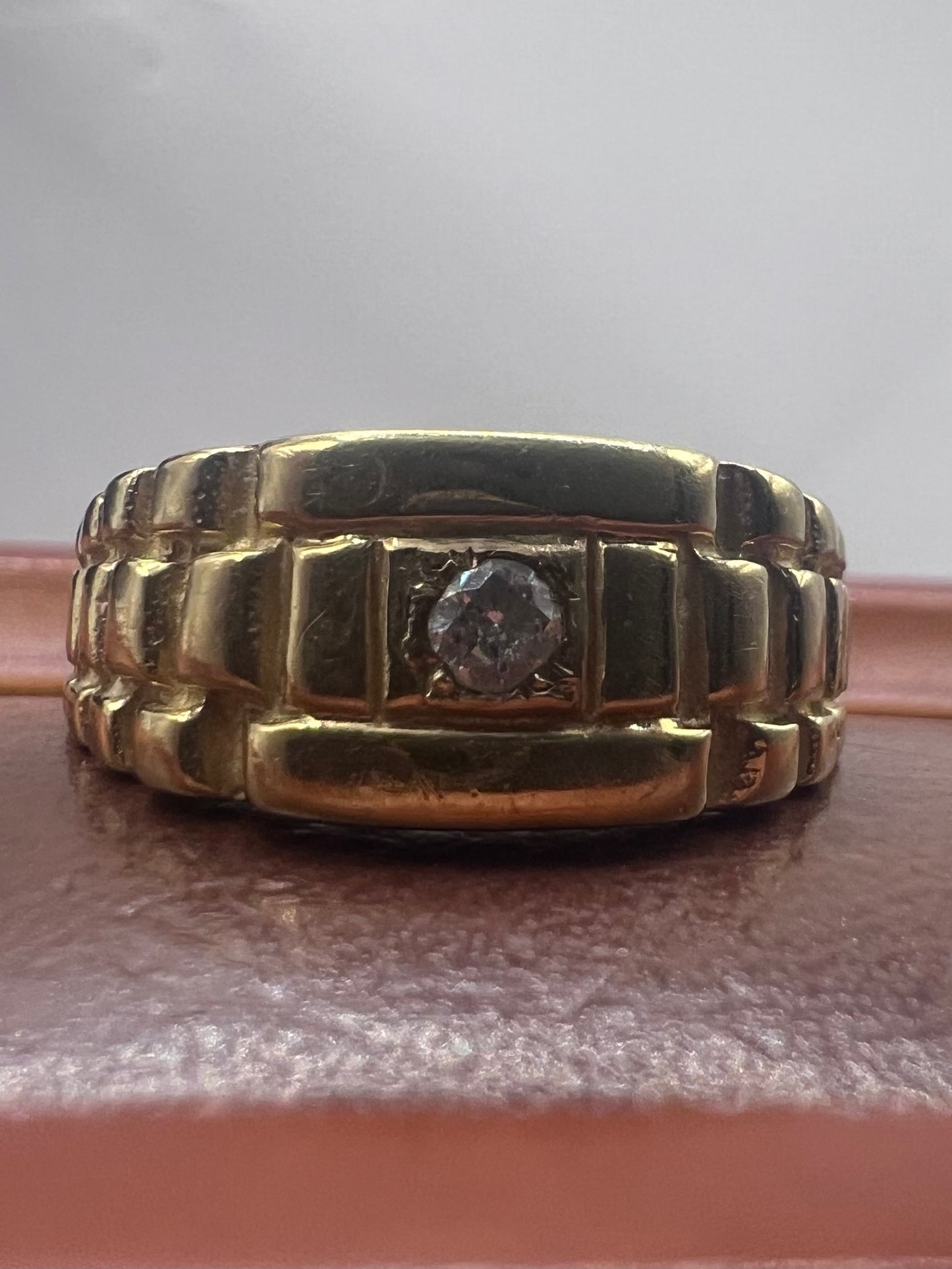 Quality 9ct Yellow Gold Cz Set Rolex Style Ring - S