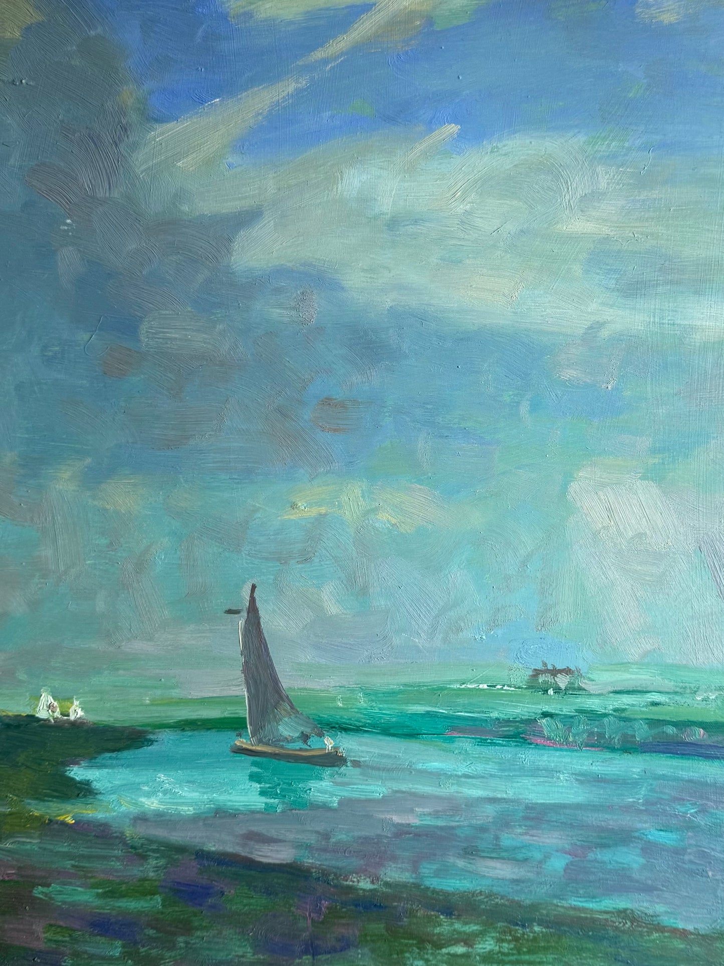 Impressionist Norfolk Broads Windmill Oil Painting - Roy Hodds