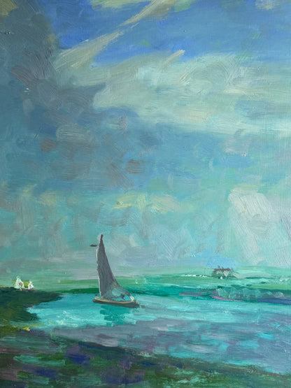 Impressionist Norfolk Broads Windmill Oil Painting - Roy Hodds