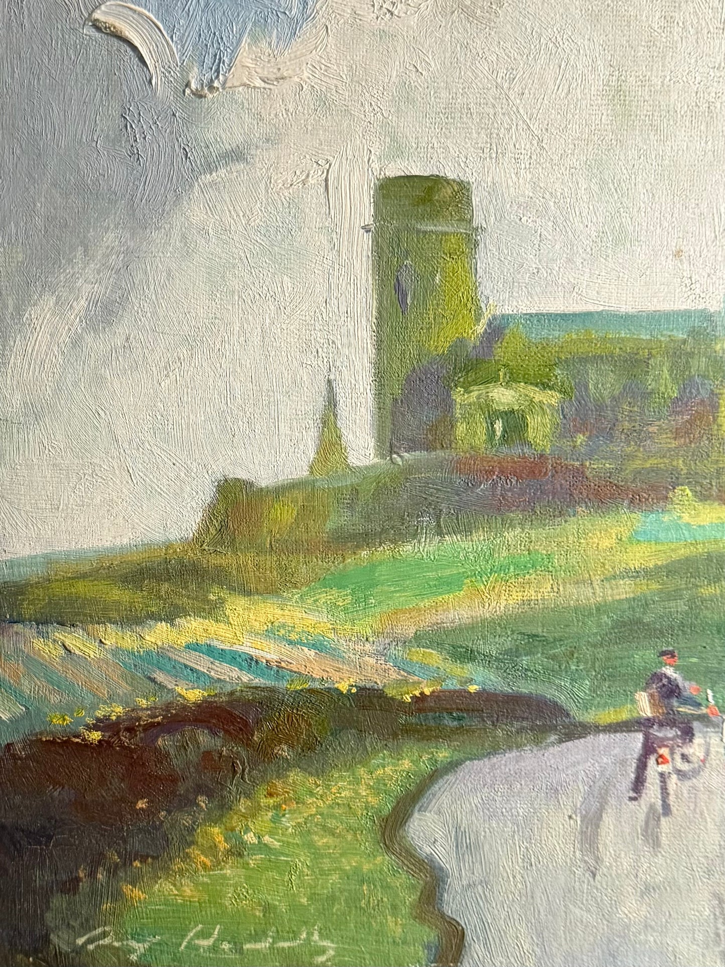 Impressionist Haddiscoe Bends Church Oil Painting - Roy Hodds