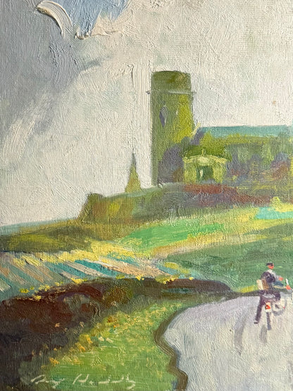 Impressionist Haddiscoe Bends Church Oil Painting - Roy Hodds