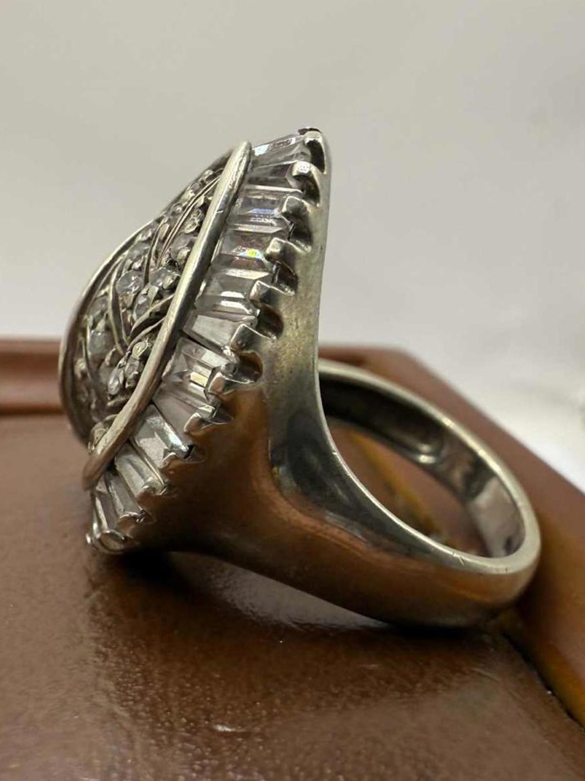 Quality 925 Sterling Silver Clear Stone Cluster Ring • Size - O • 7.49 Grams