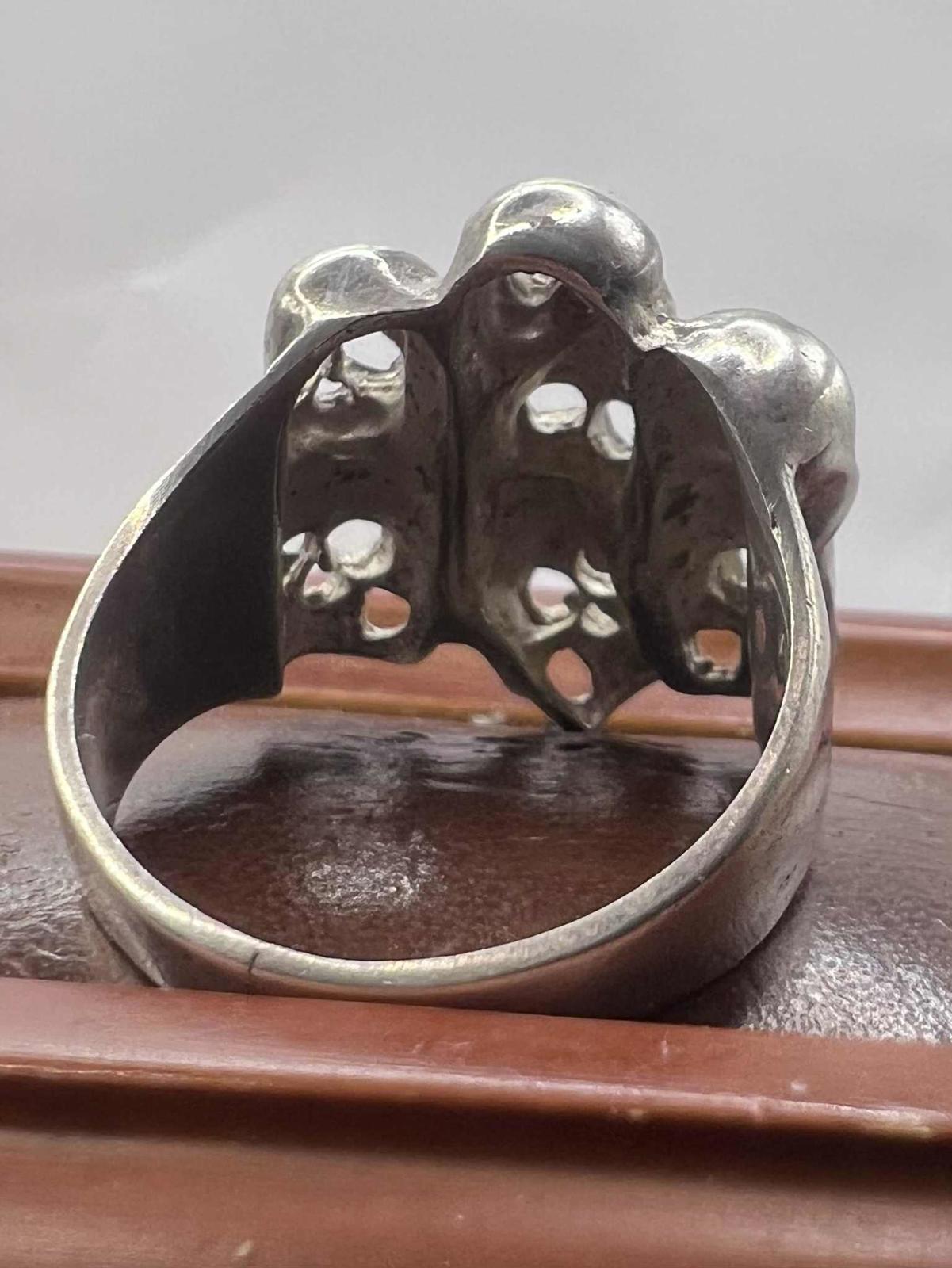 Quality 925 Sterling Silver Skull Ring • 10.68 Grams • Size - T