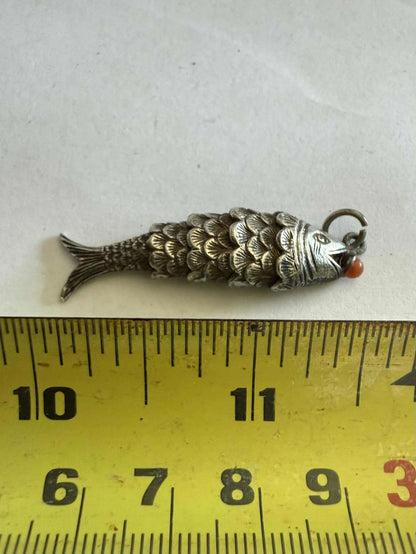 Vintage 925 Sterling Silver Articulated Fish Pendant  - 5.97 Grams
