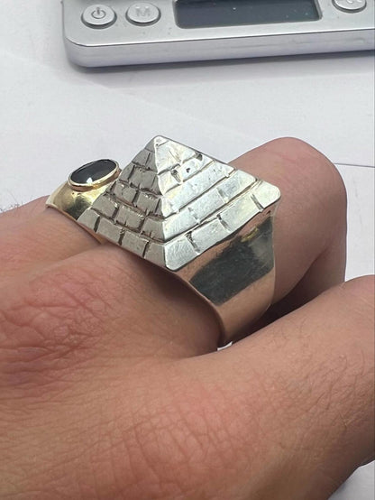 Quality 925 Sterling Silver Pyramid Ring • Size - X • 38.97 Grams