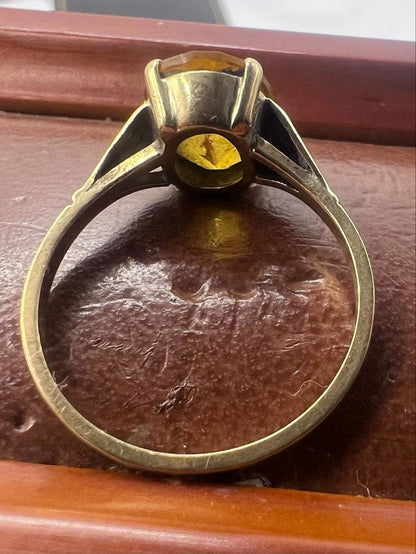 Vintage 9ct Yellow Gold Citrine Set Ring • Size - N  • 2.15 Grams