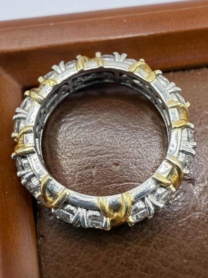 Quality 925 Sterling Silver Full Eternity Ring • Size - M • 5.26 Grams