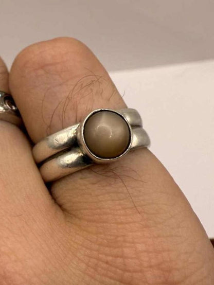 Quality 925 Sterling Silver Brown Stone Set Ring • 5.28 Grams • Size - K