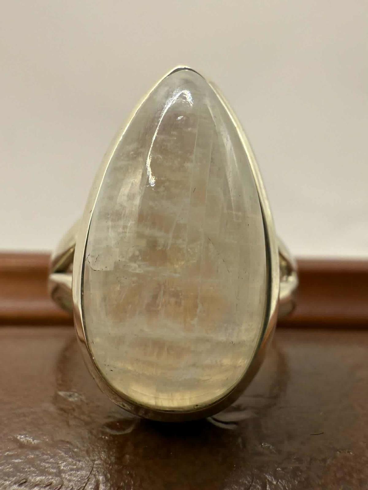 Quality 925 Sterling Silver Crystal Set Ring • Size - K½ • 5.58 Grams