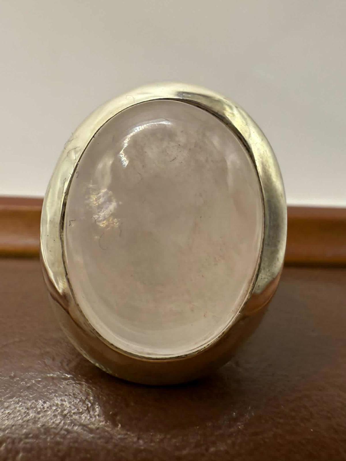 Quality 925 Sterling Silver Rose Quartz Set Ring • Size - P • 8.96 Grams