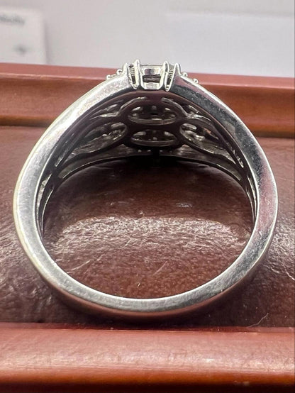Quality 925 Sterling Silver White Stone Ring • Size - O • 4.05 Grams