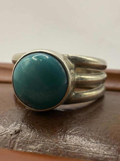 Quality 925 Sterling Silver Turquoise Set Ring • Size - R½ • 5.12 Grams