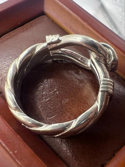 Quality 925 Sterling Silver Hook & Hoop Ring • Size - W  • 14.36 Grams
