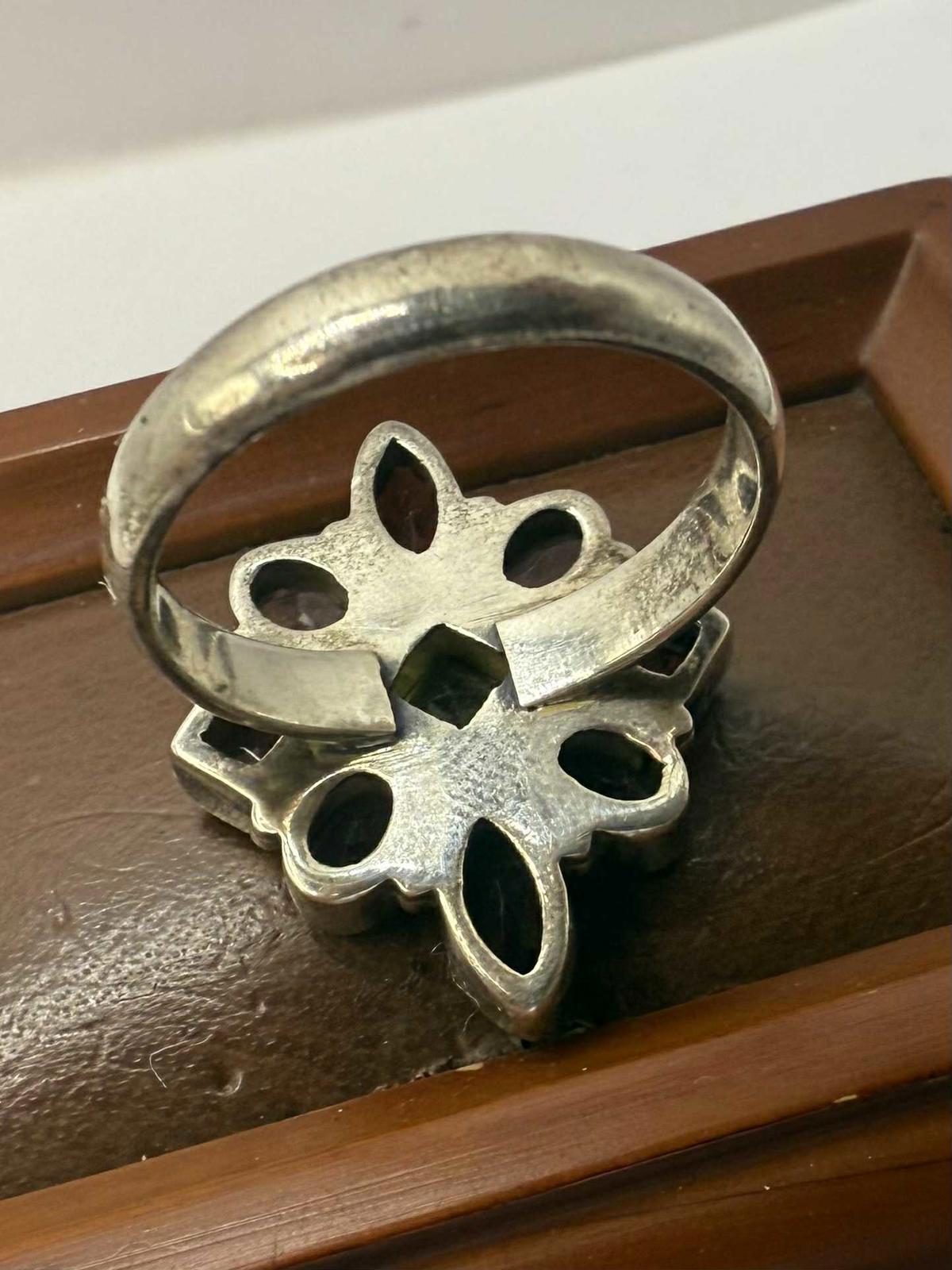 Quality Indian Multi Gem Stone Set Ring • Size - S½ • 7.16 Grams