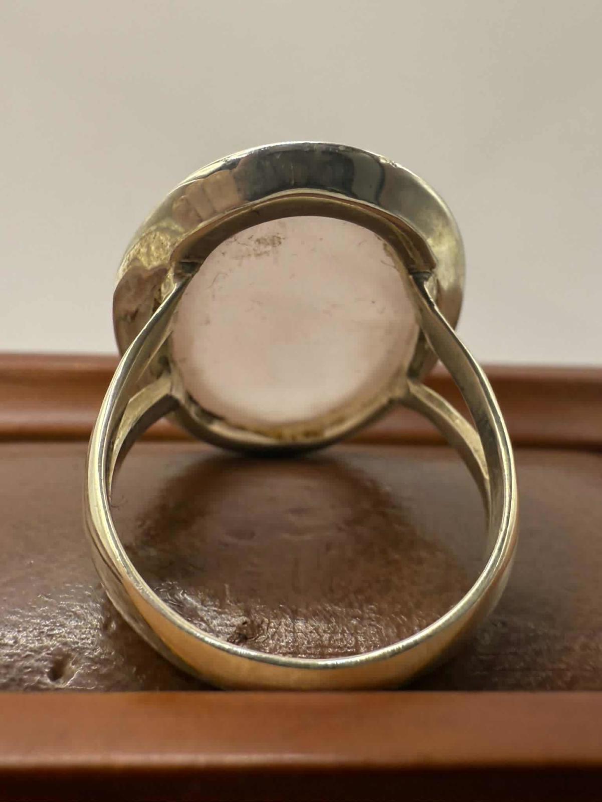 Quality 925 Sterling Silver Rose Quartz Set Ring • Size - P • 8.70 Grams