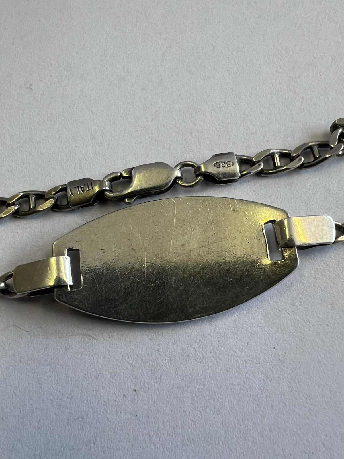 Italian 925 Sterling Silver Medic Bracelet • 7.5" • 9.16 Grams
