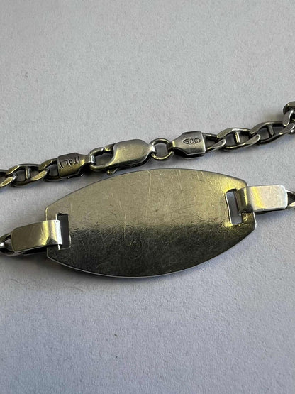 Italian 925 Sterling Silver Medic Bracelet • 7.5" • 9.16 Grams