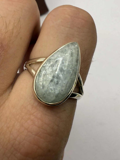 Quality 925 Sterling Silver Aquamarine Crystal • Size - V½ • 6.01 Grams
