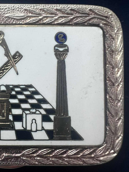 Rare Solid Silver Masonic Chessboard Snuff Box - 69.68 Grams - Original Case