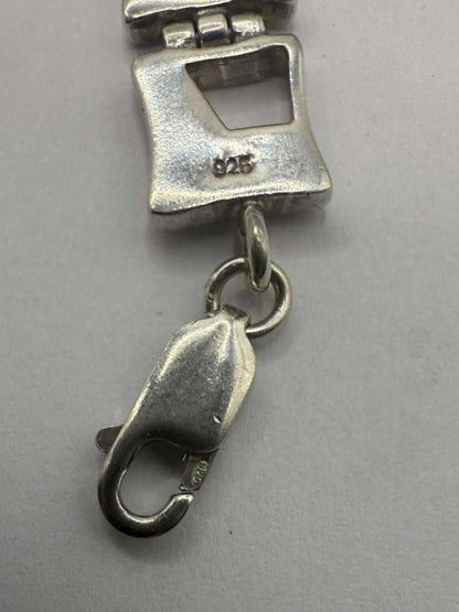 Quality 925 Sterling Silver Stone Inlay Unique Link Bracelet - 27.35 Grams