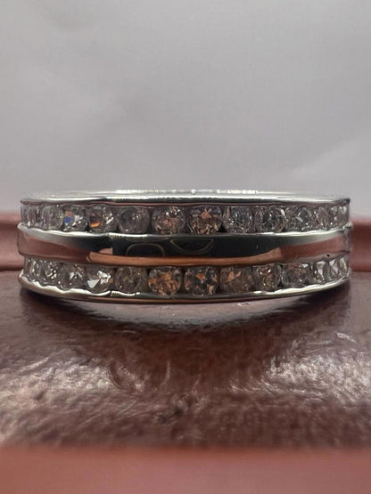 Quality 925 Stone Set Eternity Ring • Size - S • 5.88 Grams
