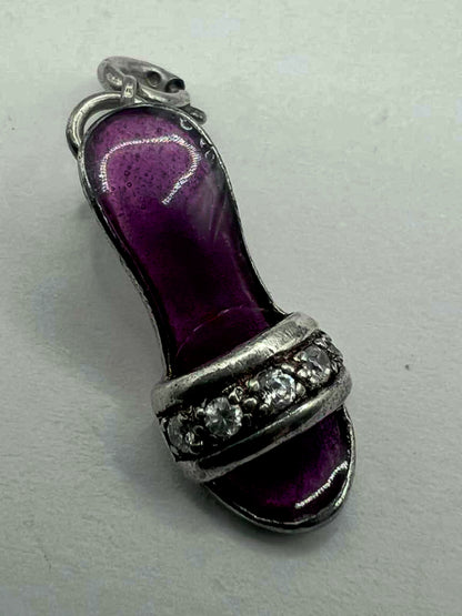 Quality 925 Sterling Silver Cz Set Slipper Pendant - 2.67 Grams