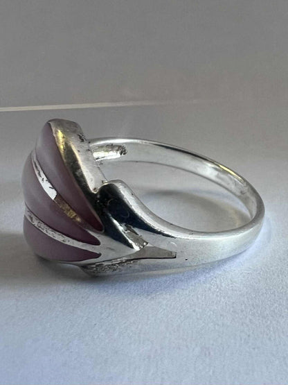 Quality 925 Sterling Silver Mother Of Pearl Shell Ring • 3.52 Grams • Size - O