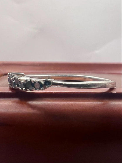 Quality 925 Sterling Silver Blue Diamond Ring • Size - U • 1.43 Grams