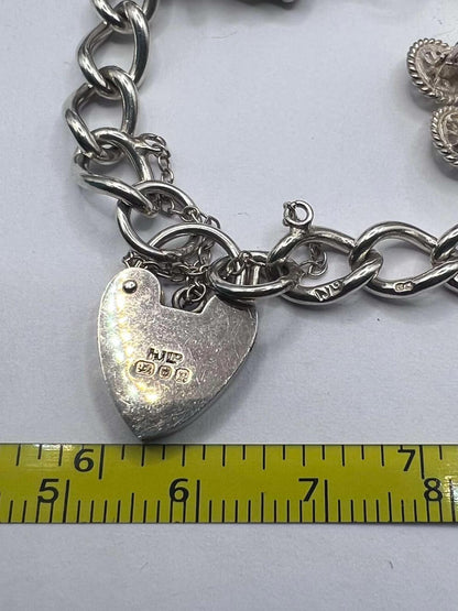 Quality 925 Sterling Silver Charm Bracelet - 37.22 Grams