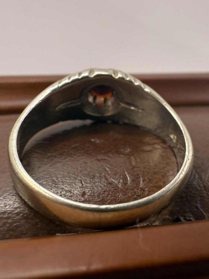 Vintage 925 Sterling Silver Garnet Set Ring • Size - R • 4.44 Grams