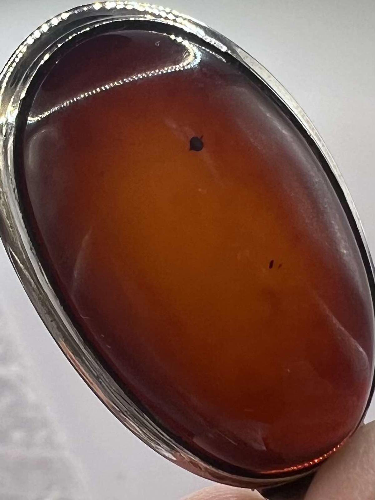 Quality 925 Sterling Silver Carnelian Set Pendant - 7.04 Grams