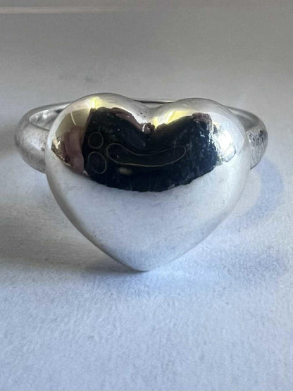 Quality 925 Sterling Silver Heart Ring • 2.38 Grams • Size - L