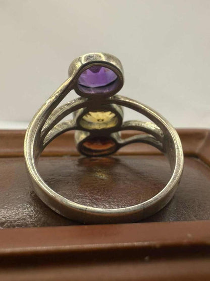 Quality 925 Sterling Silver Multi-Gemstone Set Ring • 5.88 Grams • Size - S