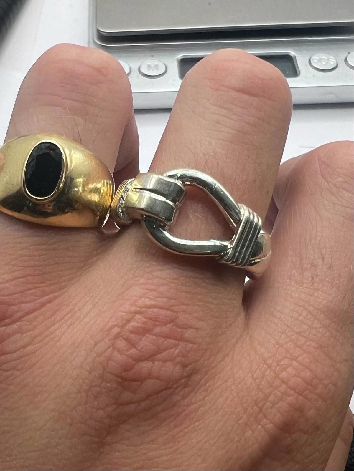 Quality 925 Sterling Silver Hook & Hoop Ring • Size - W  • 14.36 Grams