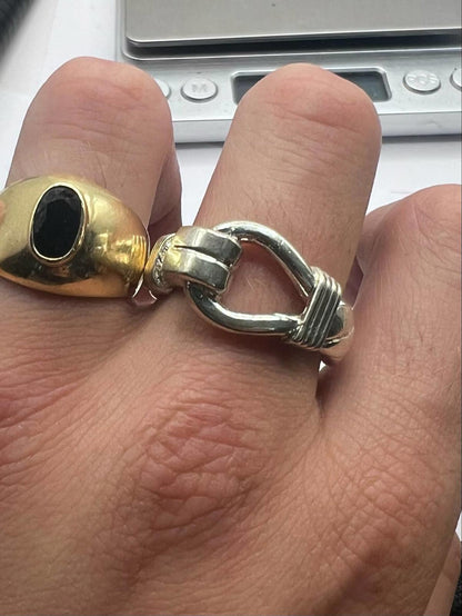 Quality 925 Sterling Silver Hook & Hoop Ring • Size - W  • 14.36 Grams