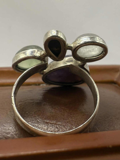 Quality 925 Sterling Silver Multi Stone Set Ring • 4.67 Grams • Size - M