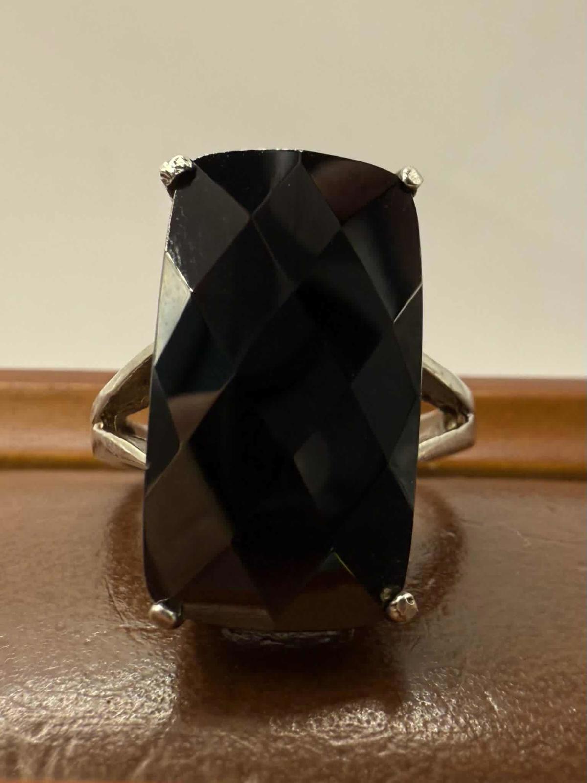 Quality 925 Sterling Silver Smokey Quartz Set Ring • Size - N½ • 8.74 Grams