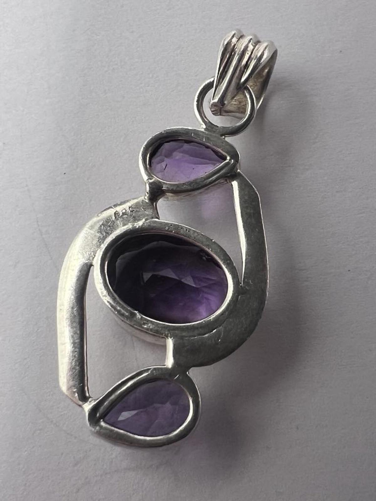 Quality 925 Sterling Silver Amethyst Set Pendant - 4.85 Grams