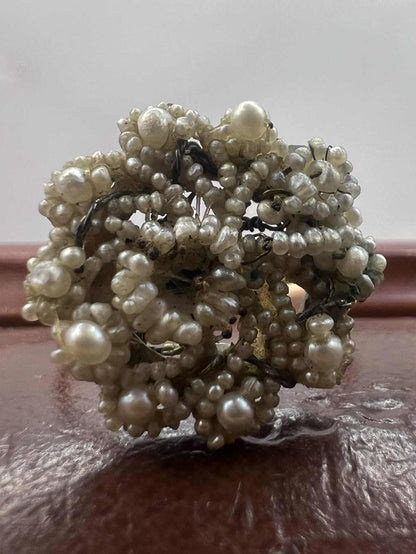 Antique Unusual 9ct Rose Gold Pearl Cluster Ring • 2.77 Grams • Size - P
