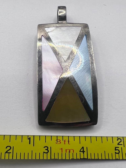 Quality 925 Sterling Silver Stone Inlay Pendant - 9.89 Grams