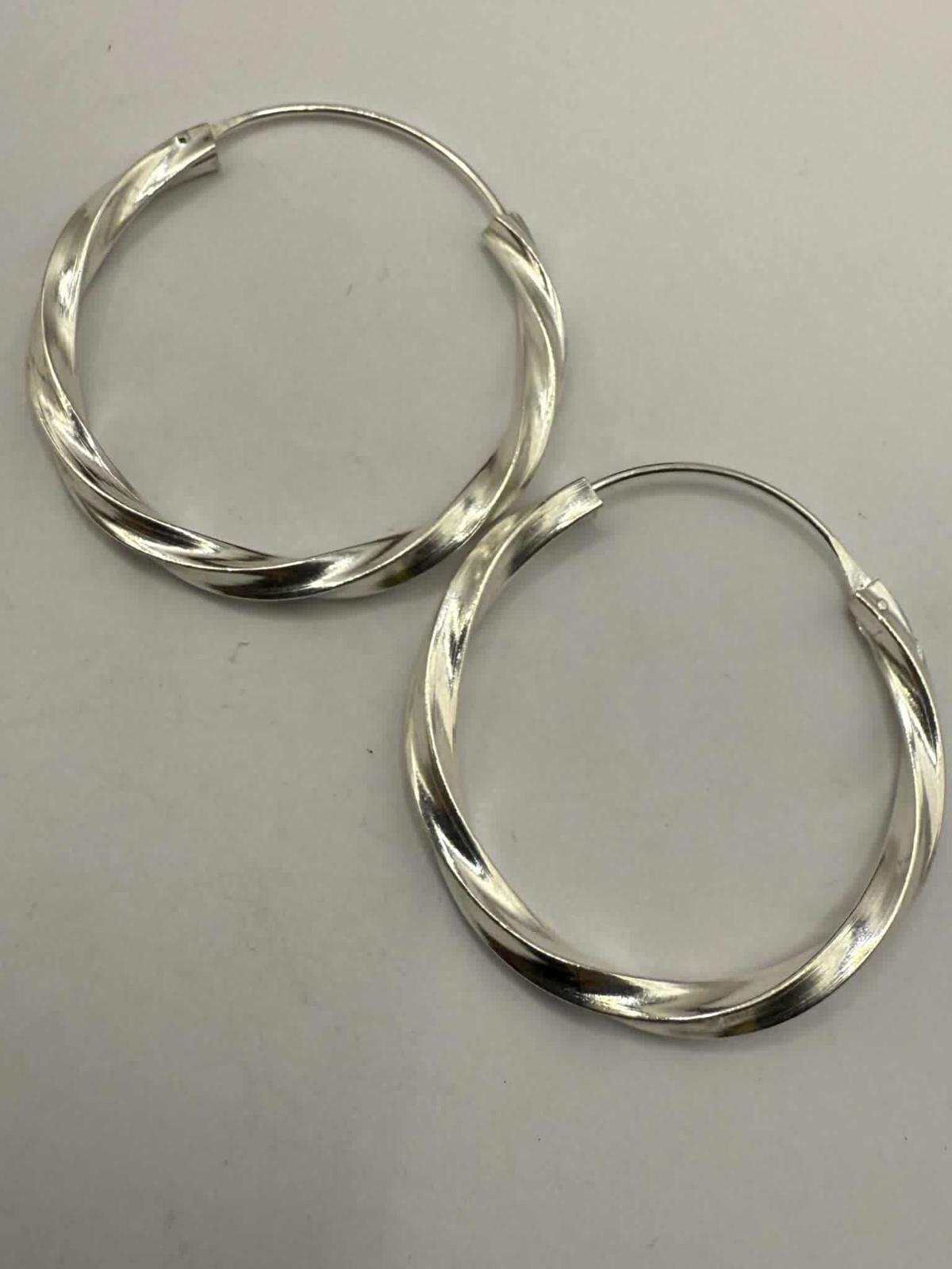 Quality 925 Sterling Silver Creole Hoop Earrings • 5.15 Grams